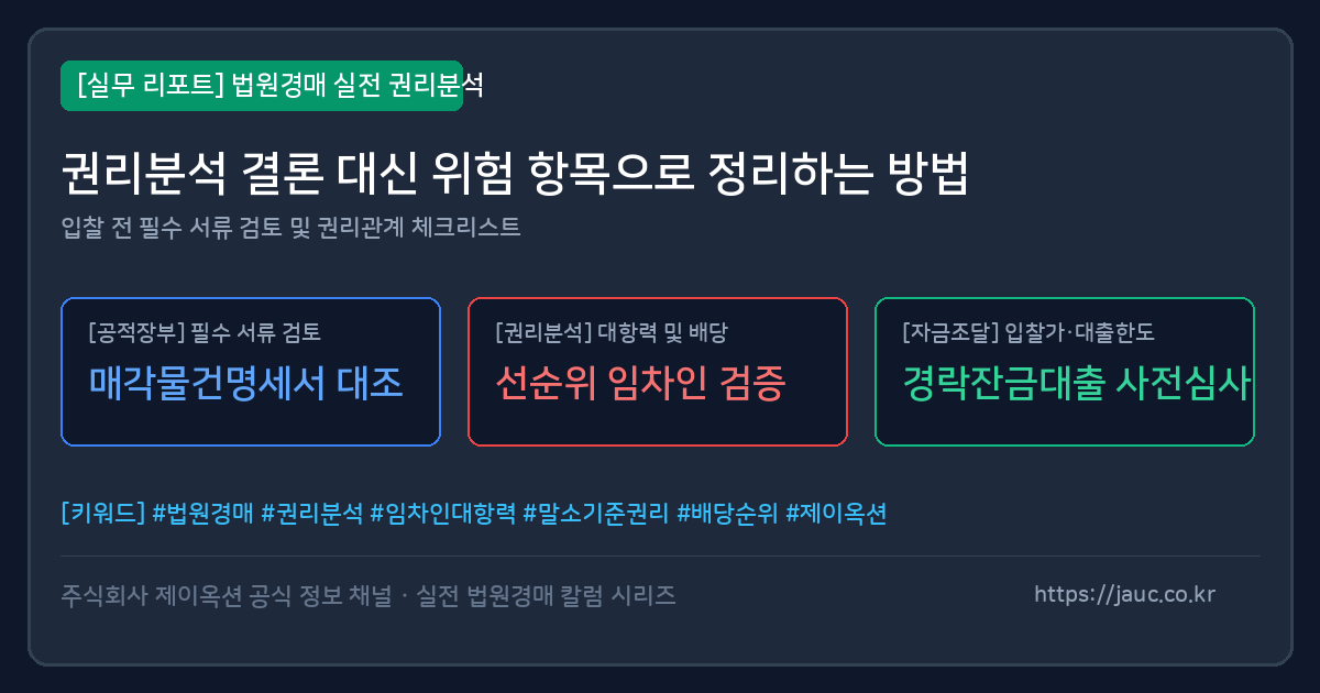 법원경매 권리분석 위험 항목 체크리스트 그래픽