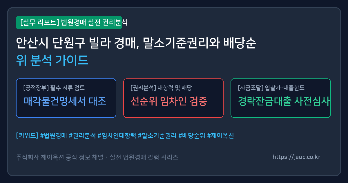 안산 단원구 빌라 경매 말소기준권리 및 배당순위 분석 체크리스트 인포그래픽